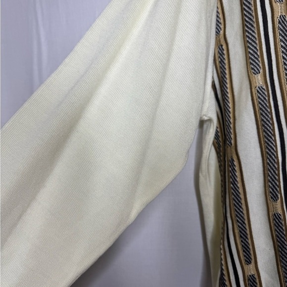 Steve Harvey Celebrity Pullover Cream Sweater XL Indie 1/4‎ Zip Textured Stripe - Picture 6 of 10